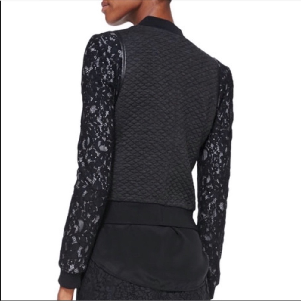 Rebecca Taylor quilted bomber with leather and lace details - Picture 2 of 13